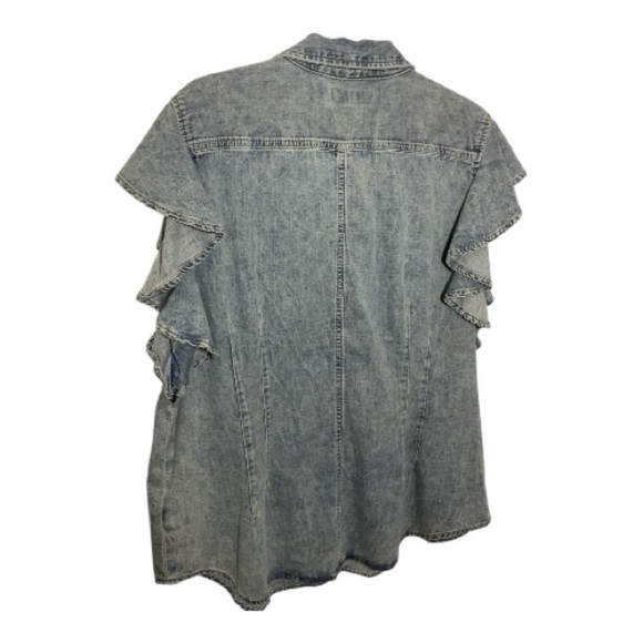 Ralph Lauren Blue Denim Ruffle Blouse - Picture 6 of 9